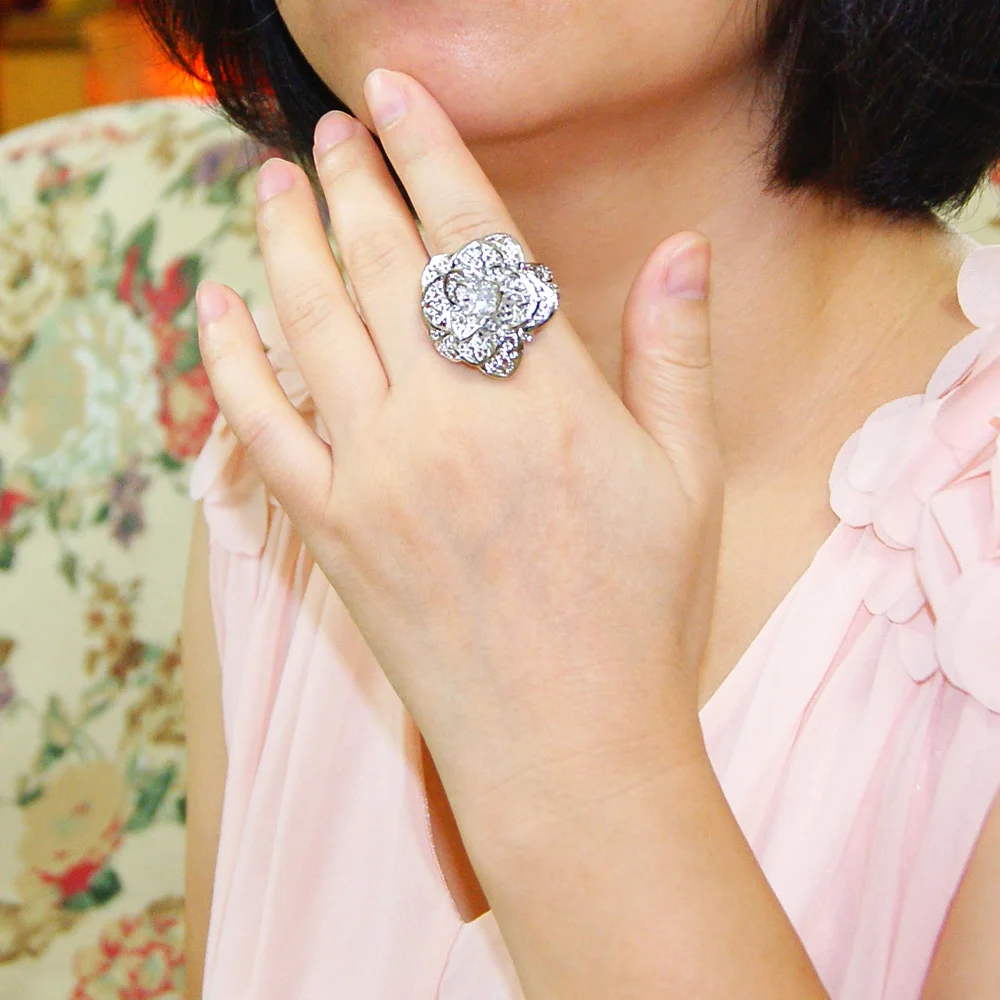 Женское серебряное кольцо с пионами в китайском стиле 925 пробы | Украшения и