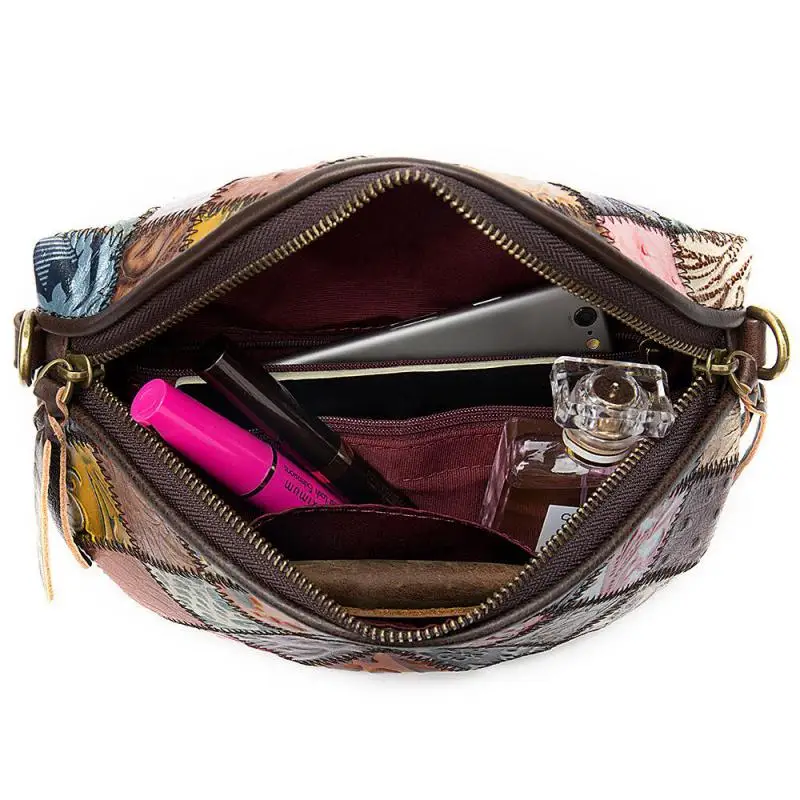 

YourSeason National Multi-color Ladies Stitching Bag 2021 Vintage Female Shoulder Crossbody Bags(Random Color Matching)