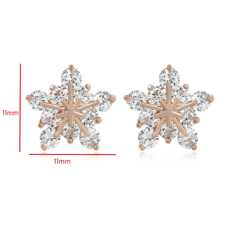 

Trendy Sweet Shiny Zircon Ice Flower Silver Color Earrings For Women Grils Snowflake Star Stud Earring Christmas Jewelry Gift