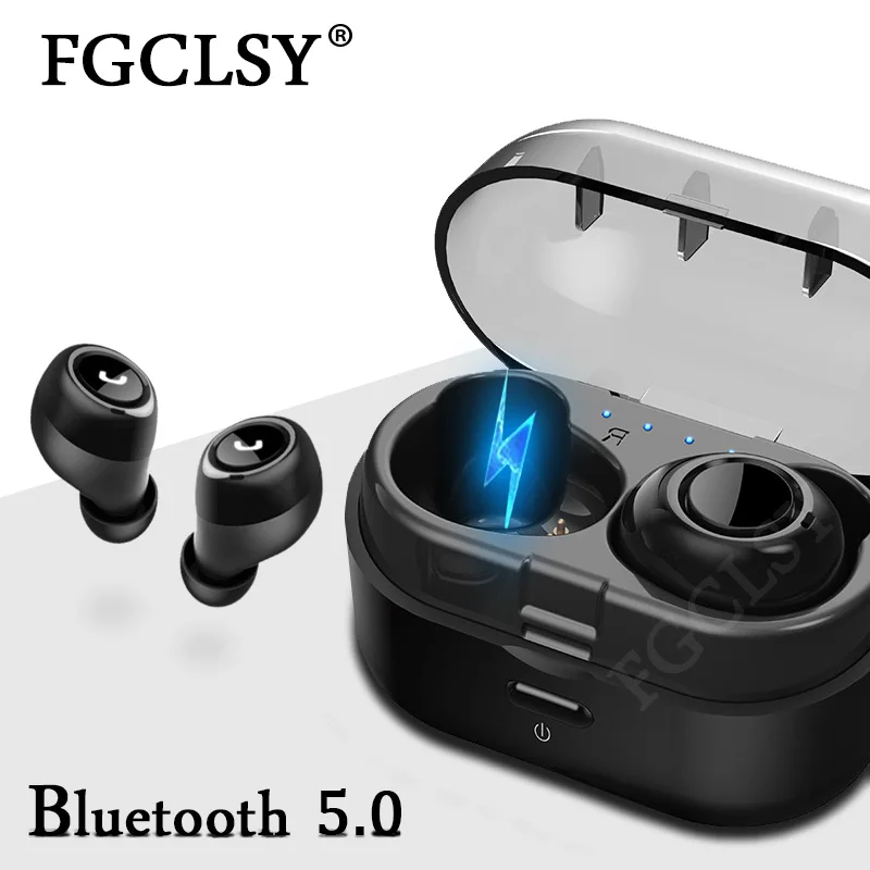 FGCLSY Новые беспроводные Bluetooth наушники мини в ухо Музыкальная гарнитура стерео спортивные наушники с микрофоном зарядная коробка для iPhone