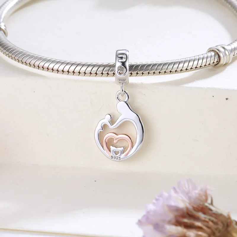 SG Серебро 925 амулеты мама и ребенок сердце Шарм fit pandora браслет с подвеской для ювелирных изделий для женщин Подарки новое поступление