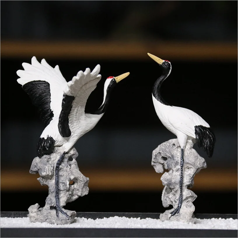 

Small white crane ornaments rockery bonsai crane small ornaments Zen living room porch flying crane decoration