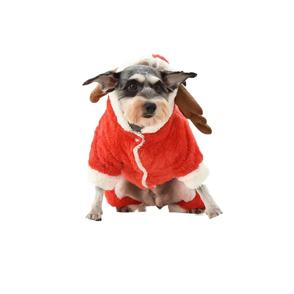 Рождественский теплый зимний костюм Лося для собаки комбинезон животных пальто