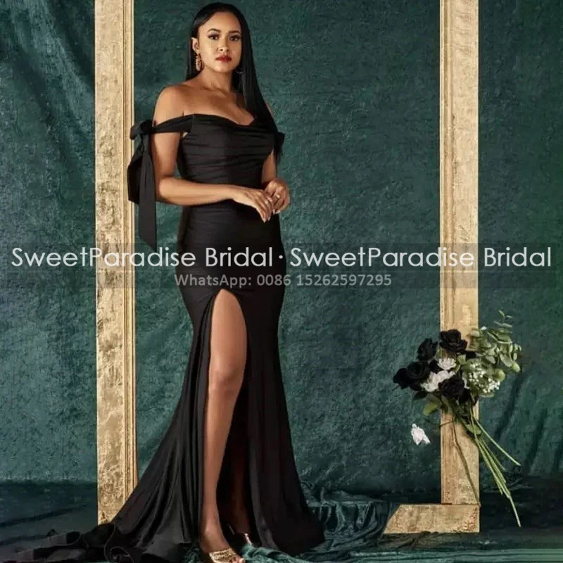 Женское длинное платье подружки невесты оранжевое с бантом открытыми плечами