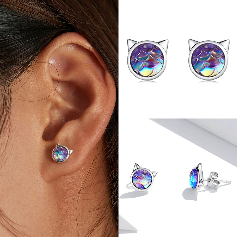 Женские серьги-гвоздики в виде морской рыбы из серебра 2021 пробы | Украшения и