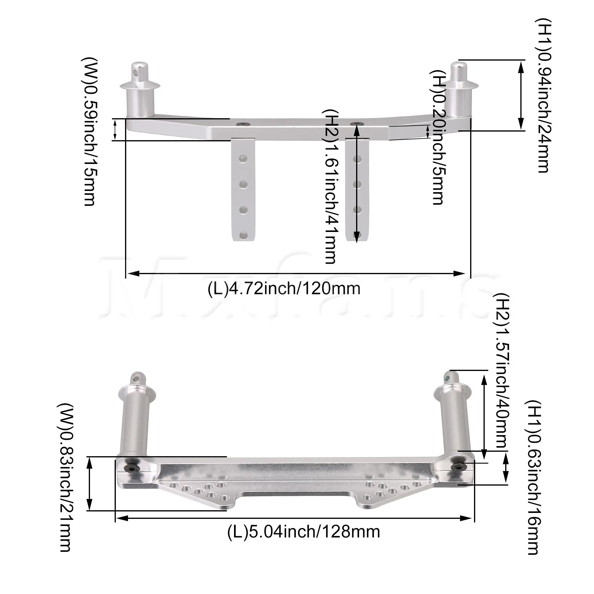 

Mxfans 2x Silver RC1:10 Body Front Rear Mount Stand Replacement for TRAXXAS