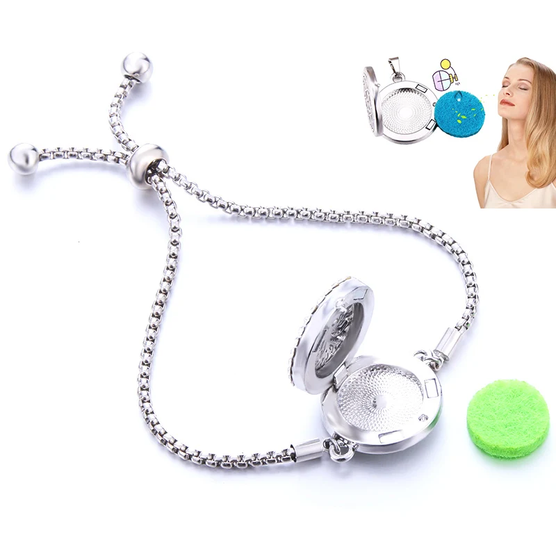 Женский браслет из нержавеющей стали с кристаллами и диффузором эфирного