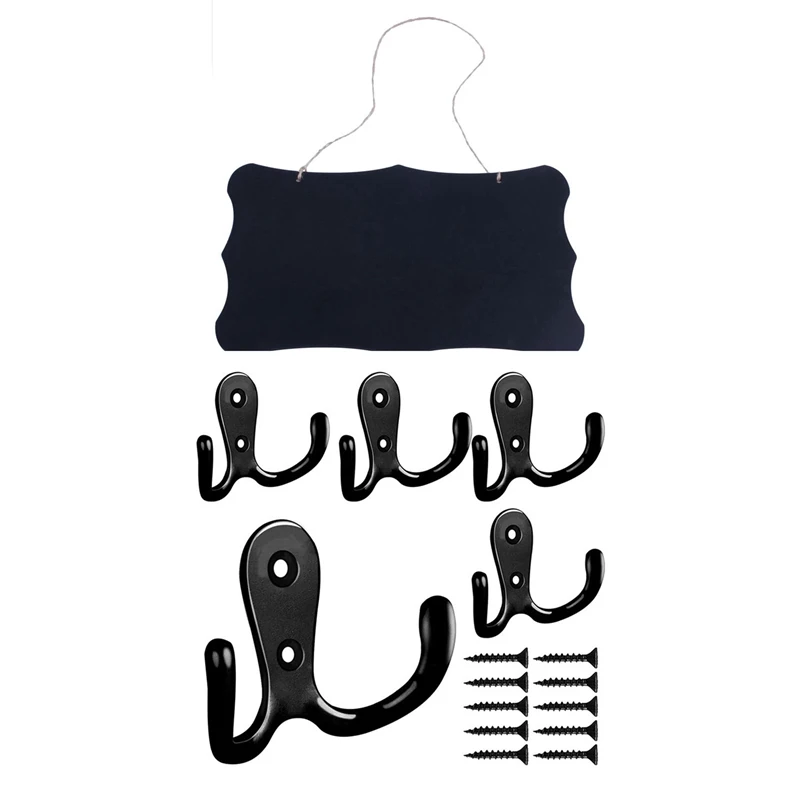 

1 шт. 30X20 см Подвесные Украшения для доски и 1 шт. двойной крючок для халата с винтами (черный)