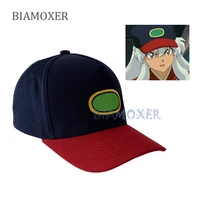 snapback hat inuyasha blue red color matching embroidery cosplay baseball cap