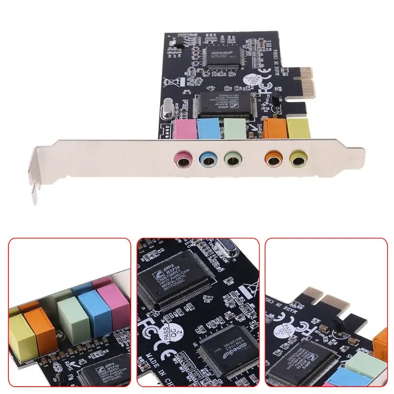 PCI E аудио цифровая звуковая карта 5 1 твердотельные конденсаторы CMI8738 чипсет +