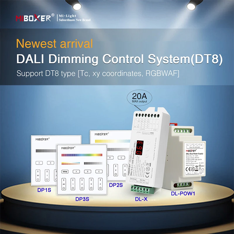 

Miboxer DALI Dimming Control System(DT8) 86 touch panel DALI 5 in 1 LED Controller DALI Bus Power Supply DIN Rail for led lamps