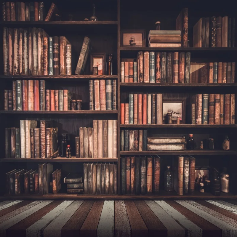 

Laeacco Dark Old Wood Shelf For Books Library Floor Baby Photozone Photocall Photo Background Photo Backdrop For Photo Studio
