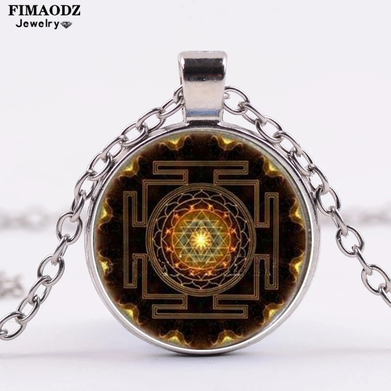 FIMAODZ винтажное ожерелье из шри-Янтры мандала Священная геометрия чакра Om
