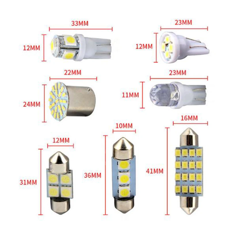 

14 Pieces Of T10 36mm Map Dome License Plate Lamp Kit Vehicle Led Interior Package Interior Reading Lamp