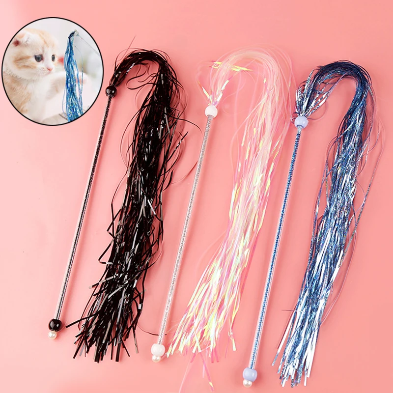 Interactive Toy Cat Stick Kitten Toys Wand Cat Teaser Pet Cat Supplies Glitter Cat Toy Toy Supplies