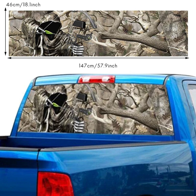 

Grim Reaper for Truck Jeep Suv Pickup 3D Rear Window Decal Sticker Decor Rear Windshield Glass Poster 57.9 x 18.1 Inch