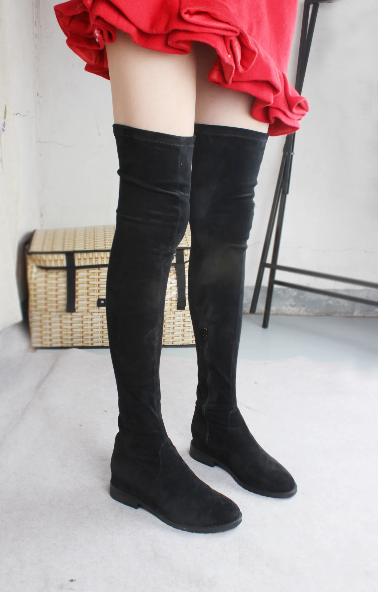 

over knee boots, women's inner 2021 new women's shoes shoes, low heel boots, elastic boots