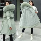 Женская парка с меховой подкладкой, теплая Повседневная зимняя куртка с капюшоном, 2020, размера плюс