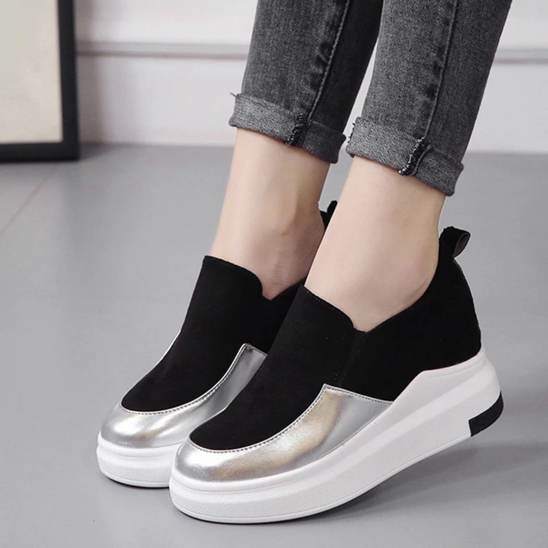 

New Korean Version Of women's Shoes With Increased Color Matching New Lazy Flat Wedge Single Shoes Casual Loafers