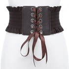 Женский эластичный ремень с кисточками, широкий корсетный пояс