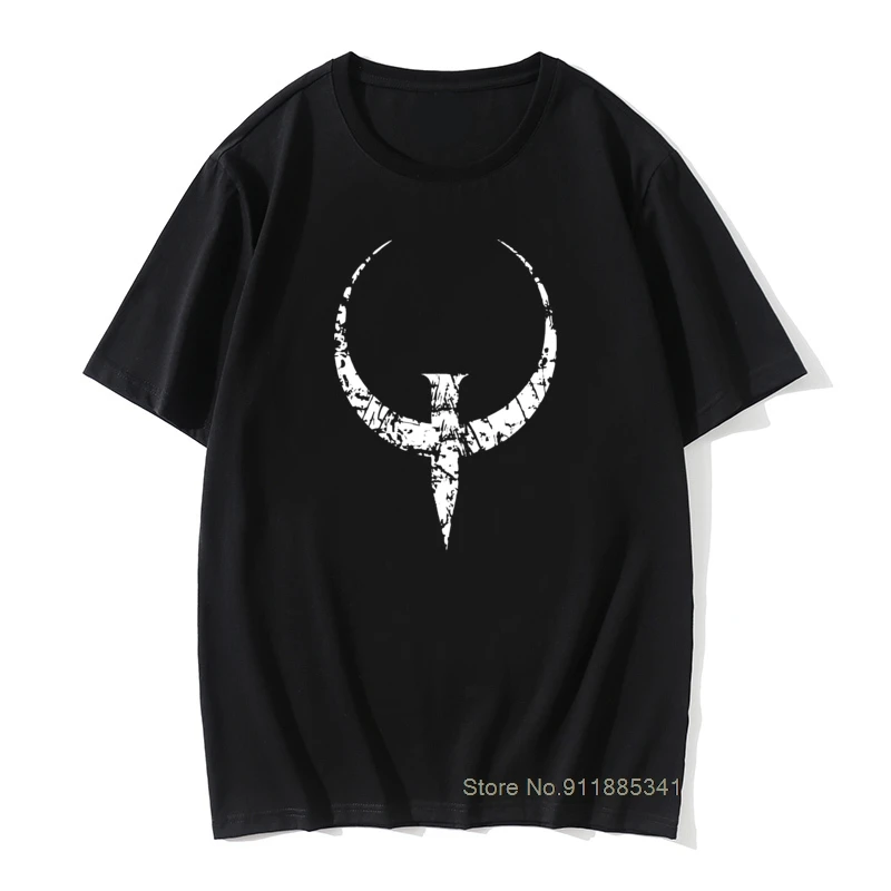 

Quake T Shirt Quake White T-Shirt Graphic 100% Cotton Tee Shirt Men Short Sleeve Classic Cute Tshirt