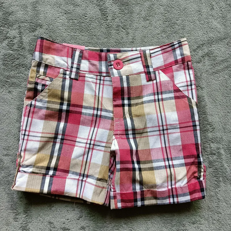 Летние клетчатые детские шорты TC хлопковые повседневные брендовые для мальчиков