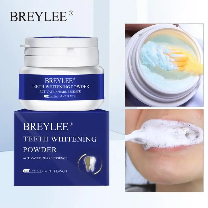 

Порошок для отбеливания зубов BREYLEE, жемчужная эссенция, натуральная зубная паста, набор зубных щеток, гигиена полости рта для удаления пятен...