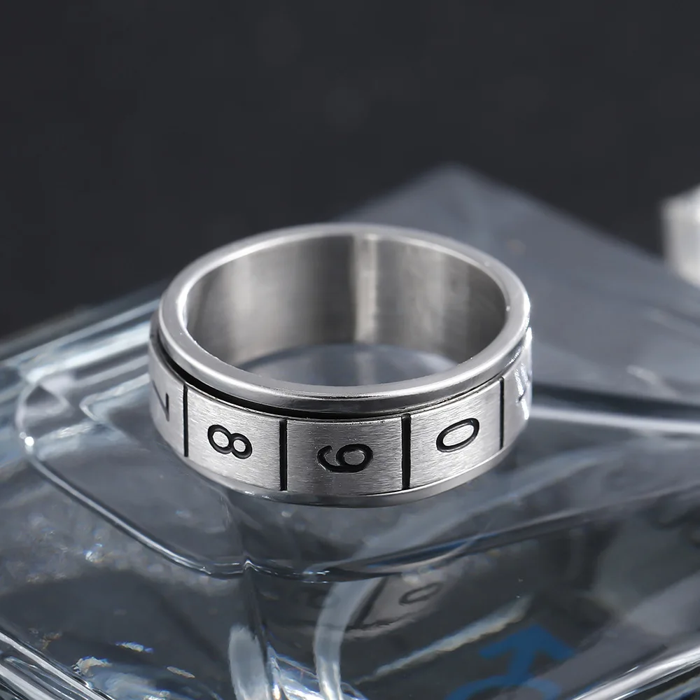 Вращающееся кольцо для беспокойства мужчин кольца-цепочки из нержавеющей стали