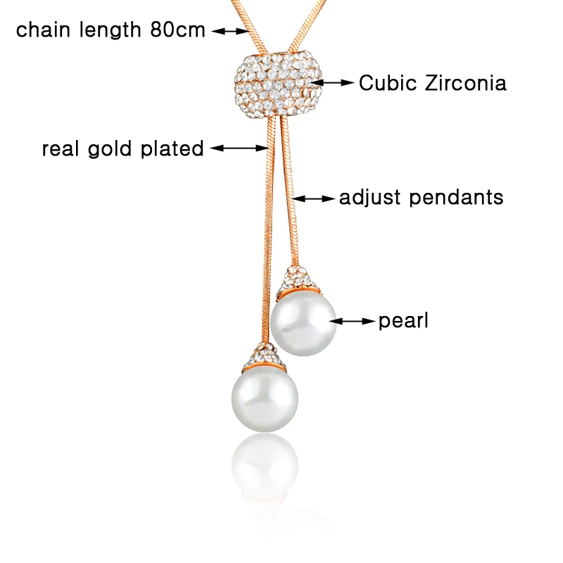 LEEKER элегантная двойная жемчужная подвеска в форме шара длинное ожерелье Золотая