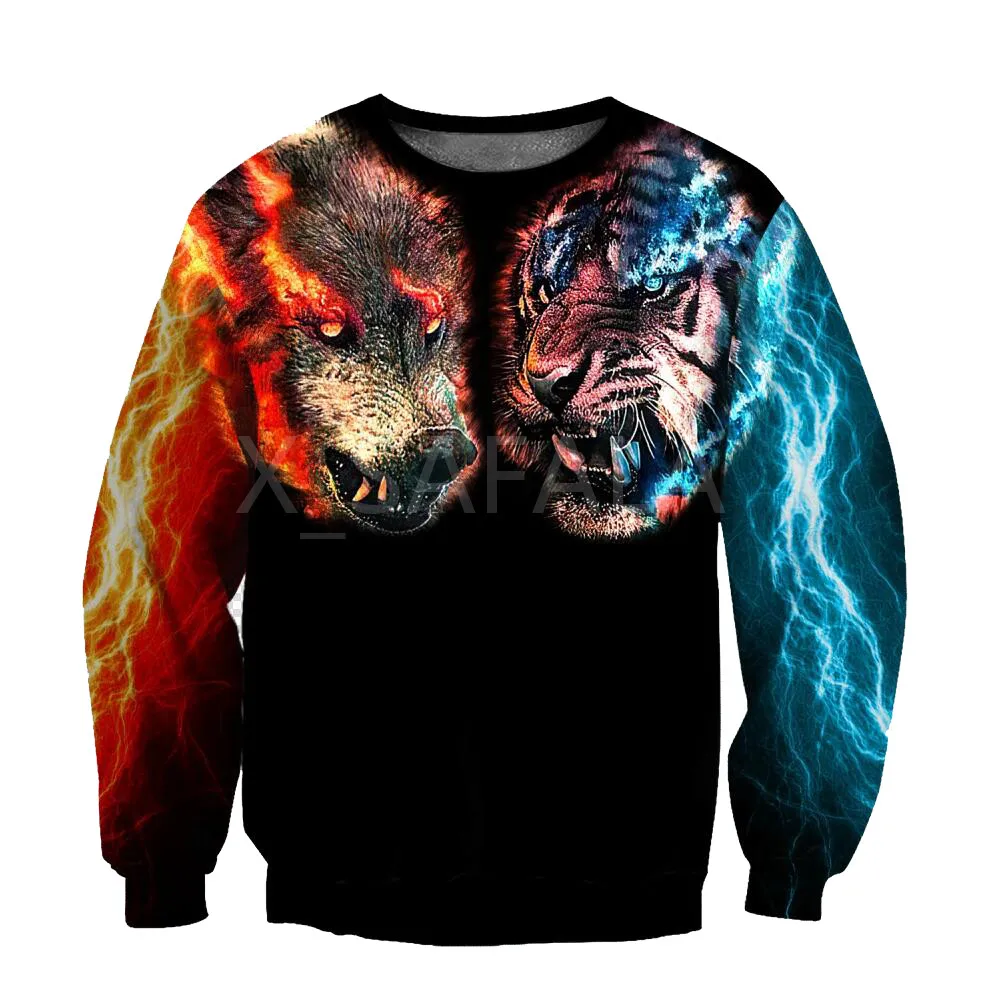 

Ice And Fire Wolf tiger 3D Print Hoodie Man Women Harajuku Outwear Zipper Pullover Sweatshirt Casual Unisex Jacket Style
