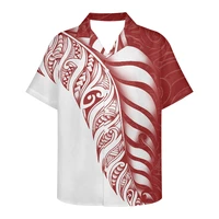 new casual business polynesian shirts men turn down collar short sleeve tribal tattoos button slim fashion mens tops