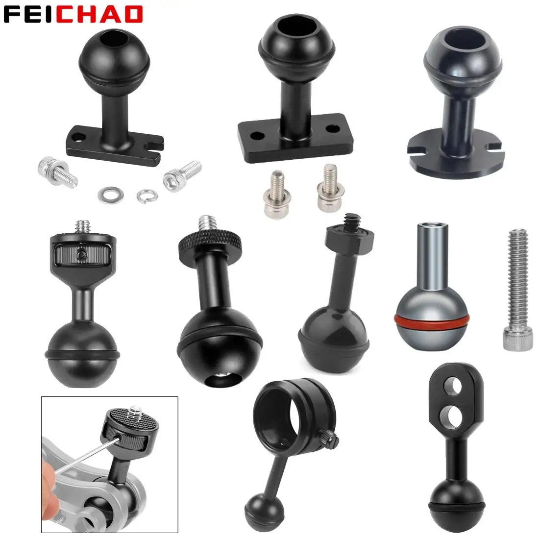 CNC 1 дюймовый адаптер с шариковой головкой 1/4 &quotM5 регулируемый винт фиксированное
