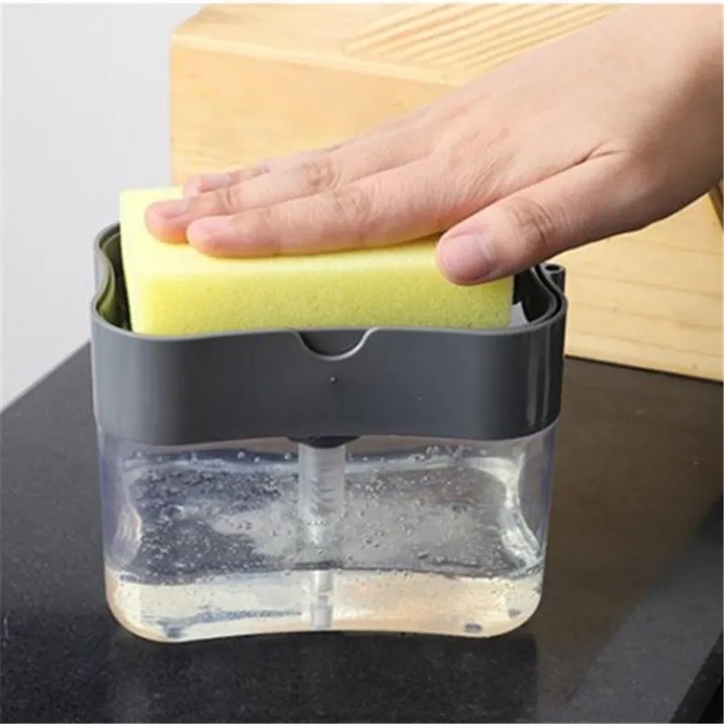 1 Набор губка щетка + диспенсер для мыла экологичный пластиковый мыльница чистки