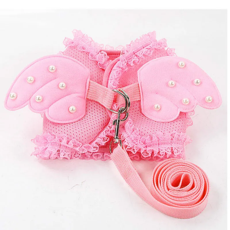 Кружевной ошейник для собак и кошек Маленький Средний Поводок в виде крыльев