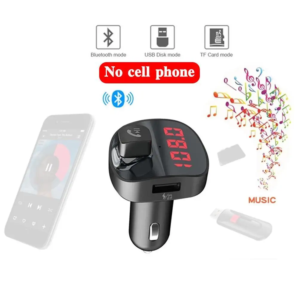 

4 in 1 Car Bluetooth 4.2 Handsfree Kit Dual USB Phone Receiver Audio Voltage Tester Charger card U Transmitter FM TF Stereo L8X2