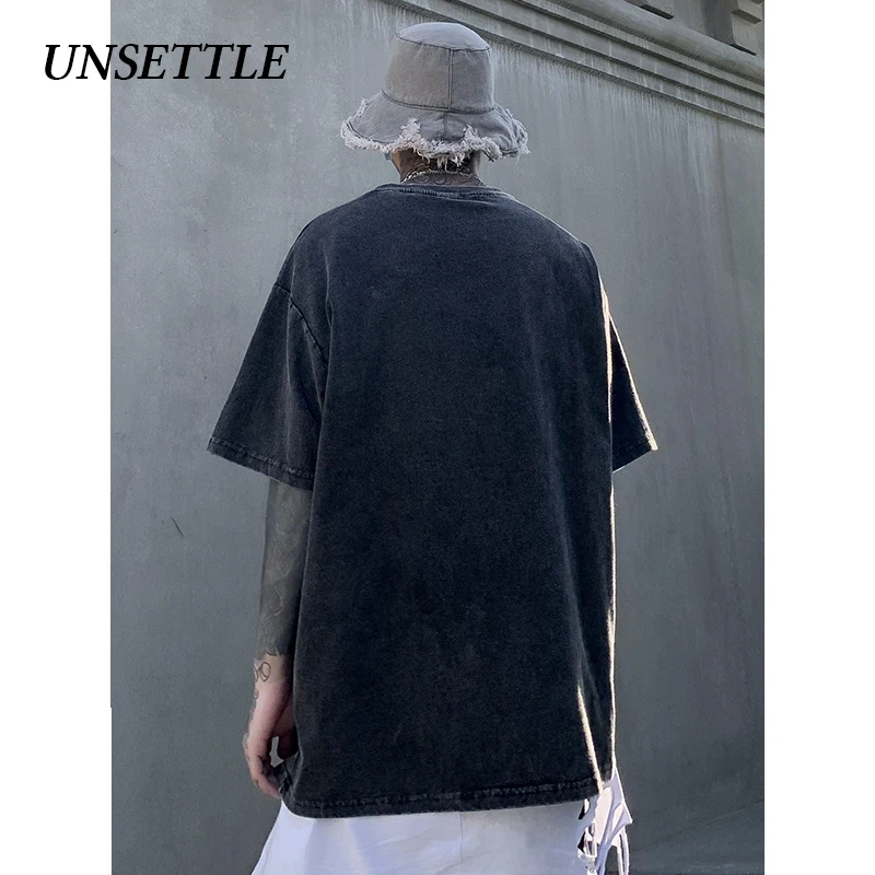 UNSETTLE Готическая футболка большого размера для мужчин/женщин хип-хоп модный принт