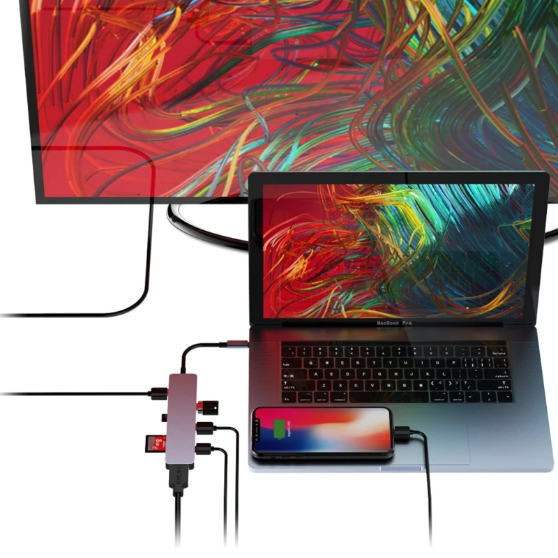 Многопортовый SD/карта Mirco-SD кардридер HDMI адаптер USB 3 0 концентратор Type-C женский 4K