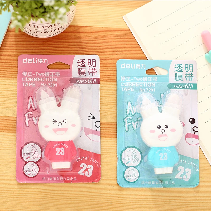 1 шт kawaii коррекционная лента 6 метров резиновая двойная мультяшная коррекционная лента «кролик» бренд deli 7291 цвет случайный
