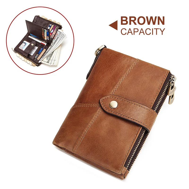 889-khaki Genuine Leather Women Wallet GZCZ Casual Men Wallet Women Long Wallet In Women`s Wallet and Purses Retro Rfid Women Short Wallet - Цвет: 889-khaki