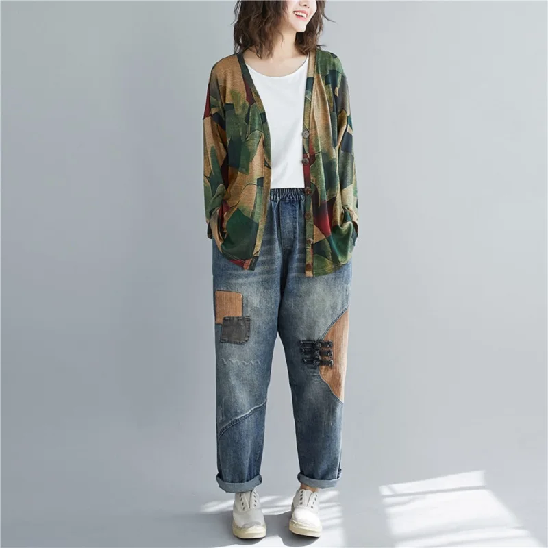 Длинный рукав хлопок осень Винтаж корейский стиль размера плюс Повседневная