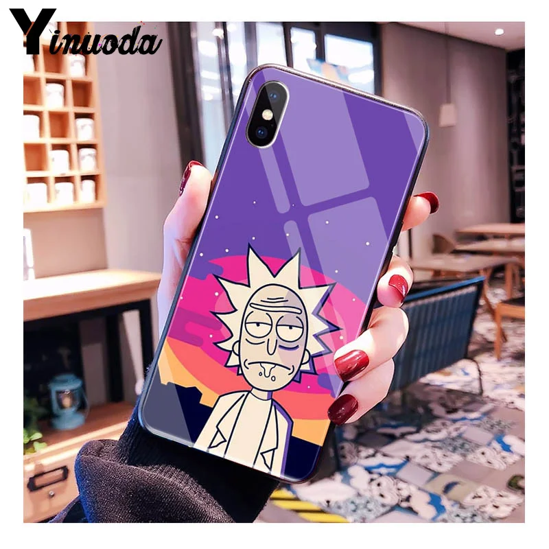 11pro MAX rick and morty мягкий резиновый черный чехол для телефона из закаленного стекла