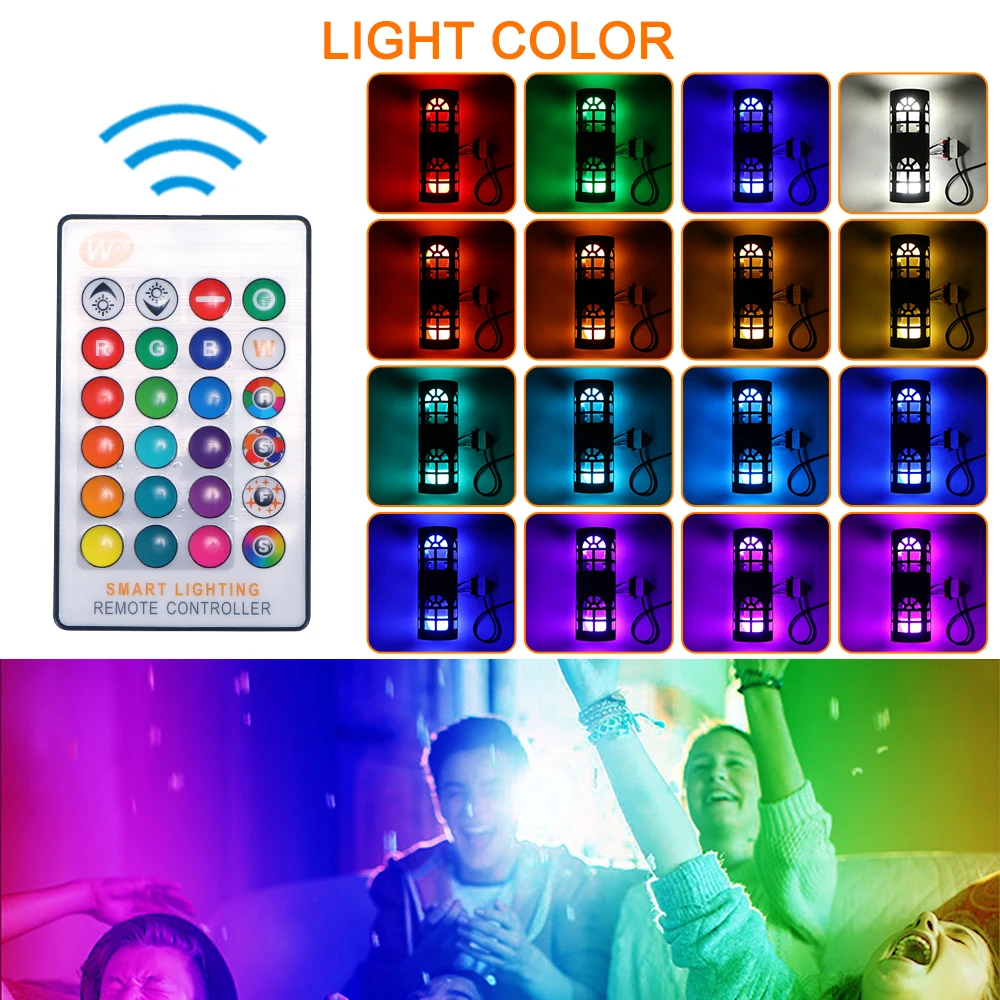 

RGB Strip 20W Double Head Garden Light Outdoor Waterproof Wall Lamp Remote Control Can Be Used In Party Hall KTV IP65 Waterproof