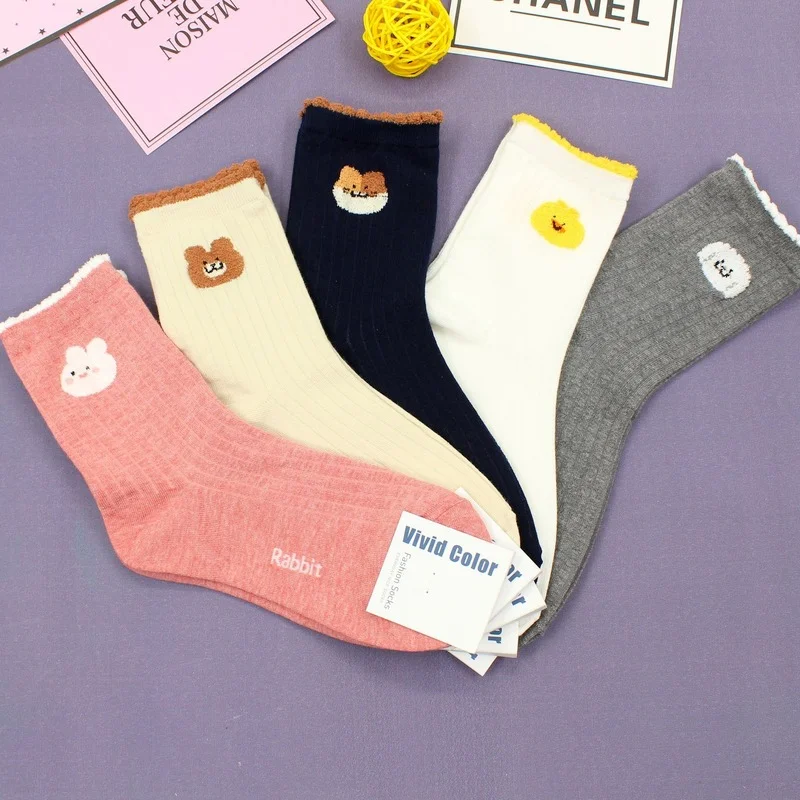 

Cartoon Woman Sock Bear Cotton Socks for Women Colorful Style Ladies High Standard Sweet Sox Female Trendy Spring Autumn Sokken