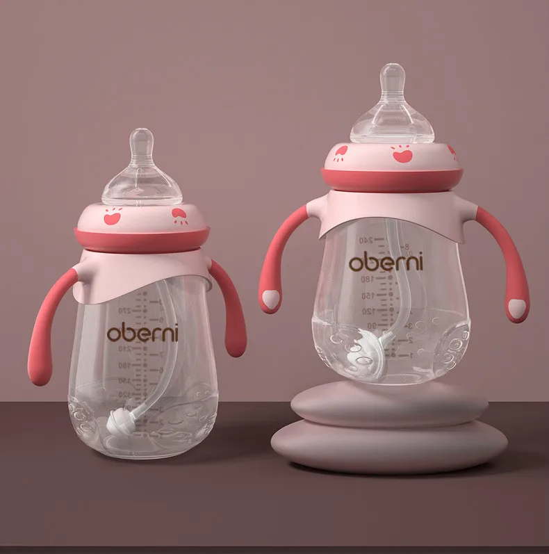 

300ML Oberni PP baby bottles, baby straws, anti-drop water drink bottles, baby bottles, baby bottles for newborn babies
