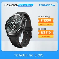 ticwatch pro 3 gps wear os smartwatch mens sportssmart watch dual layer display snapdragon wear 4100 8gb 3 to 45 days battery