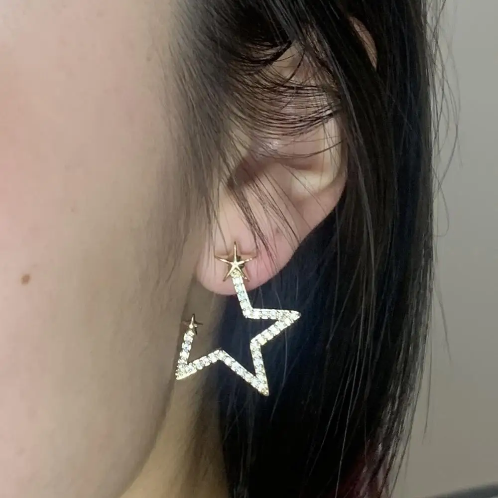 

Rhinestone Star Stud Earrings Earring Brincos for Women and Girls
