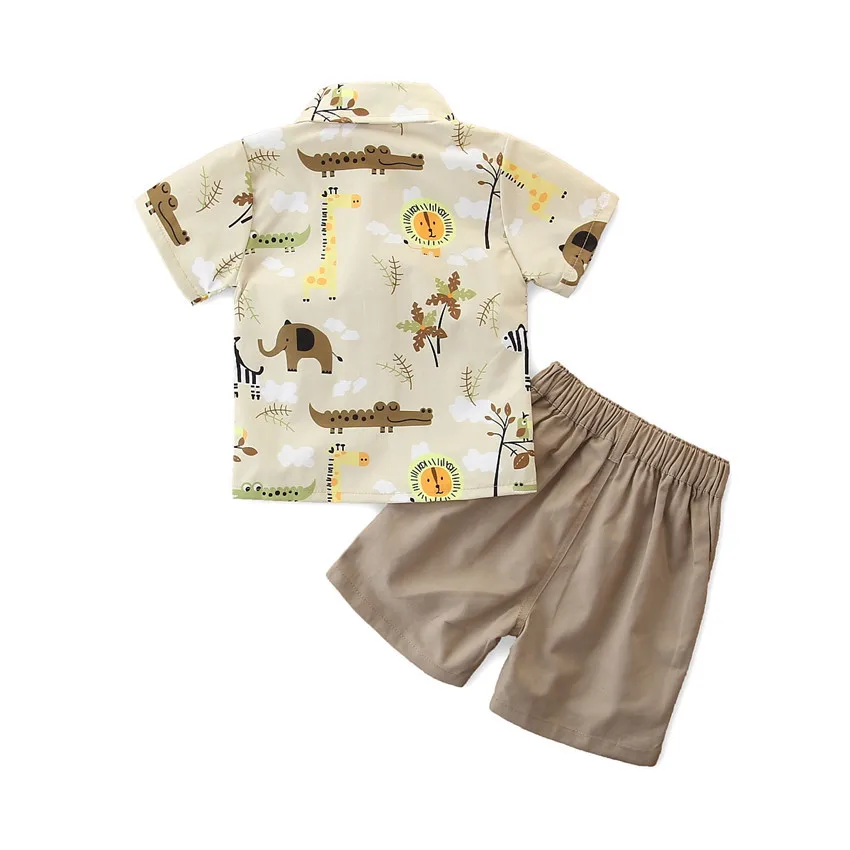 

Summer Kids Fashion 2 Piece Short Sleeve Set Cute Animal Clothing for Boys Boutique Children Clothing Baby Outfit