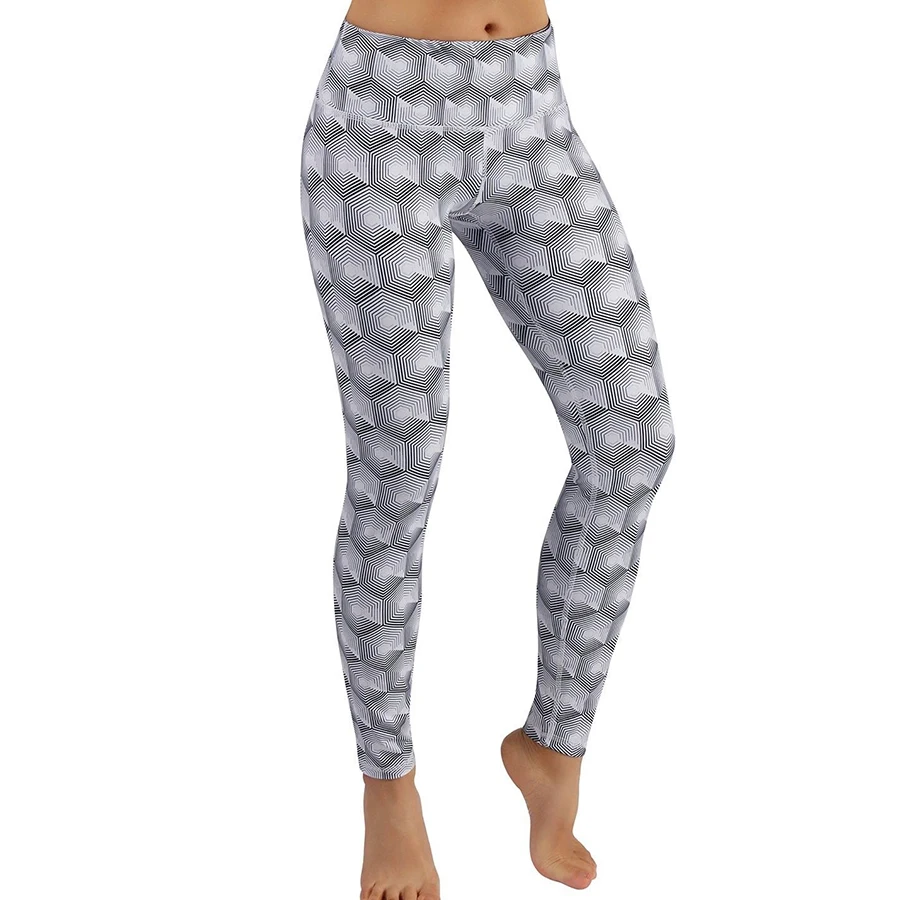 Женские сексуальные спортивные брюки с принтом трико для йоги Леггинсы бега