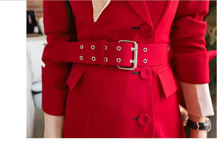 

New Style Korea Autumn Winter Office Lady Workwear Single Breasted Long Slim Blazer Coat Women Full Sleeve Blazers Fashion SL081