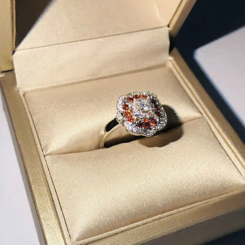 

Fashion Round Flower Ring For Women Wedding Engagement Jewelry Gifts